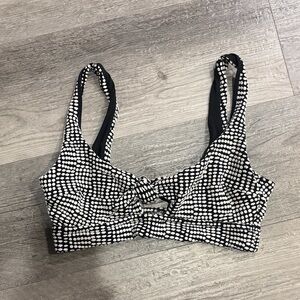 Aerie Black and White Textured Bikini Top